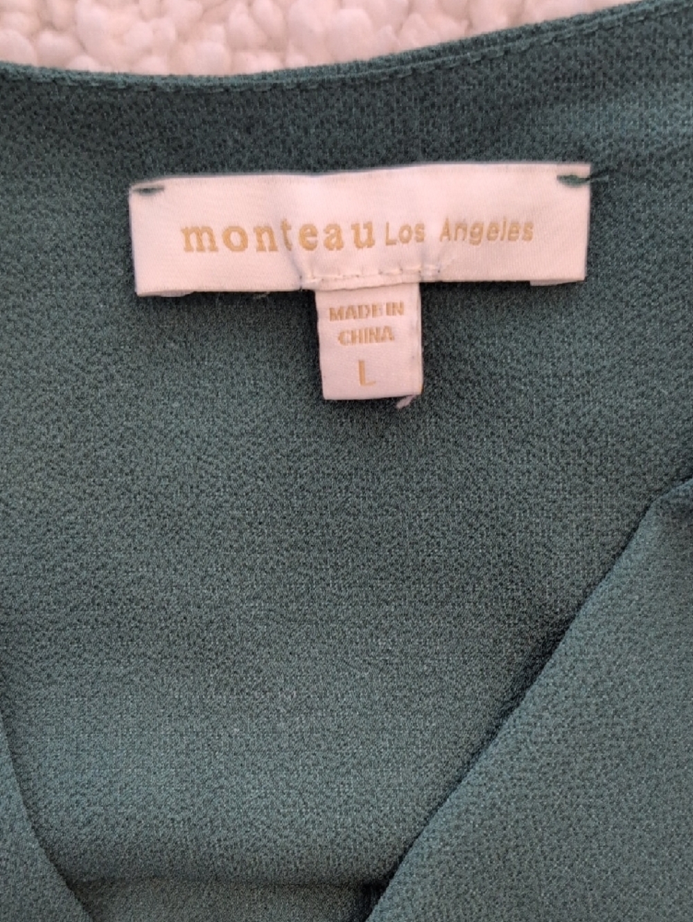 Monteau Forest Green Wrap Peplum Blouse - Picture 2 of 5